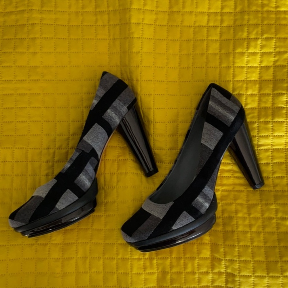 Devani black and gray plaid Talisa pump